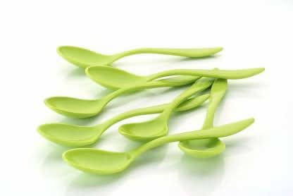 10-Piece Plastic Green Spoon Set for Kids Online now