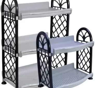 1 Plastic 3 Shelves &1 Plastic 2 Tier Kitchen Storage Rack Home Organising Stand (Pack of 2,Gray) Sale