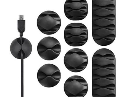 10-Piece Self-Adhesive Cable Clips for all type of wires (Black) Online Sale