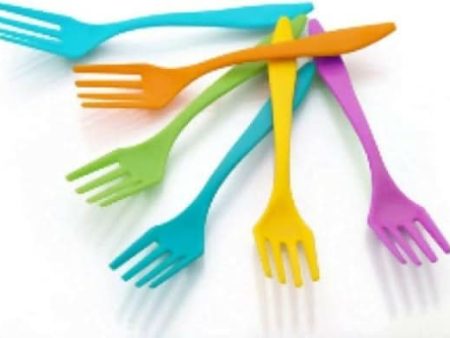 10-Piece Multicolor Plastic Baby   kids forks set For Cheap